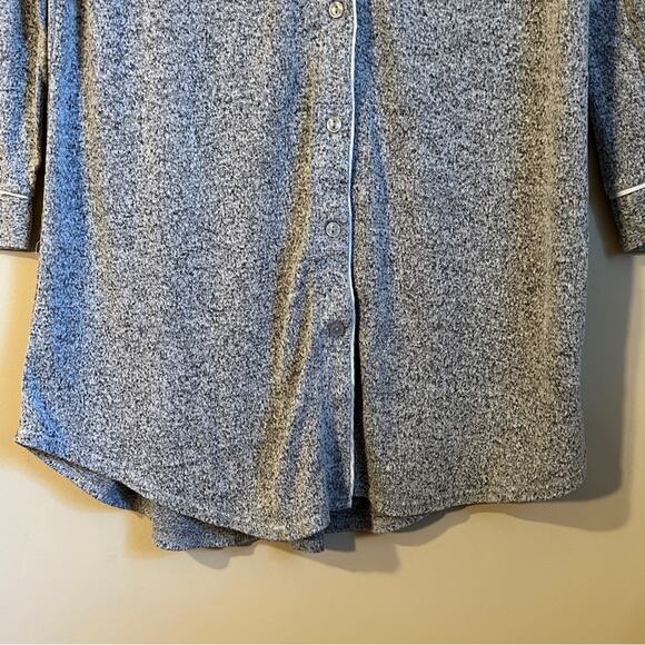 Gilligan & O’Malley Gray V-Neck Collar Long Sleeve Button Down Nightgown Size M - Picture 4 of 8